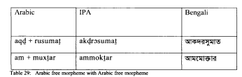 Morphological analysis of Perso-Arabic loanwords